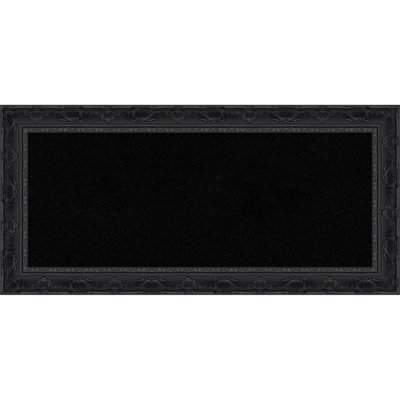 Filigree Gloss Black Framed Corkboard, Black Cork Bulletin Board, Organization Board, Pin Board