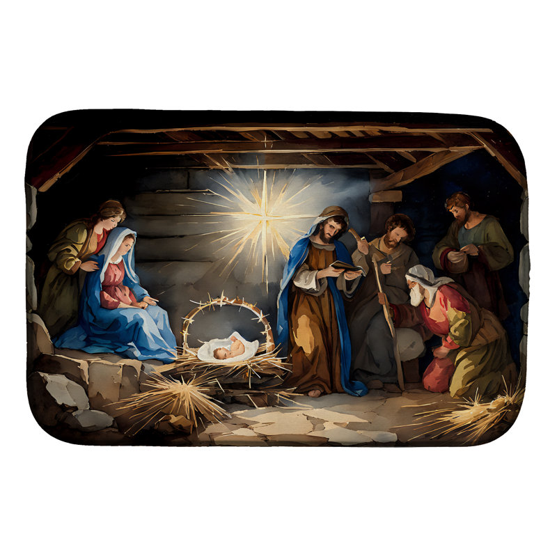 Christmas Nativity Scene Dish Drying Mat
