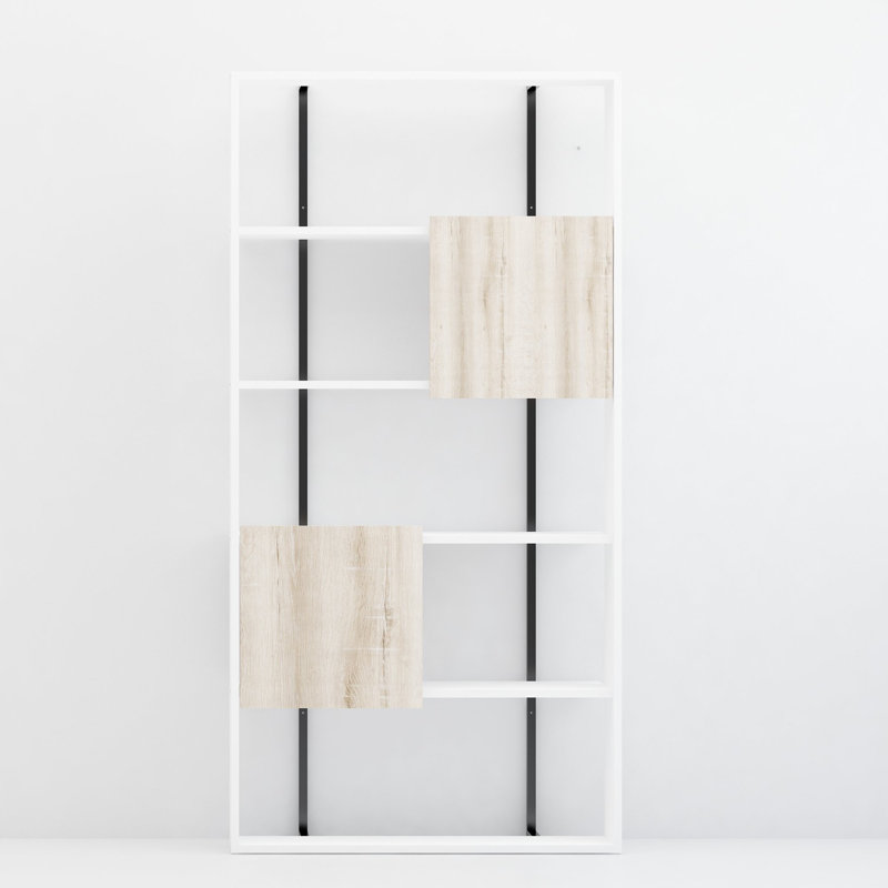 Bibliothèque standard H 70,87 "x l 35,43", Blanc / chêne