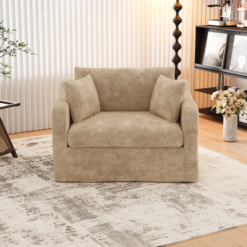 Fauteuil d'appoint en chenille 45,27 po, Blé