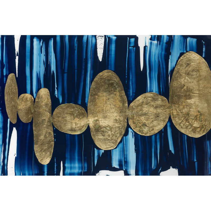 Gilded Pebbles Painting by DAWN SWEITZER, Glass Coat, 40" H x 60" W x 1.5" D