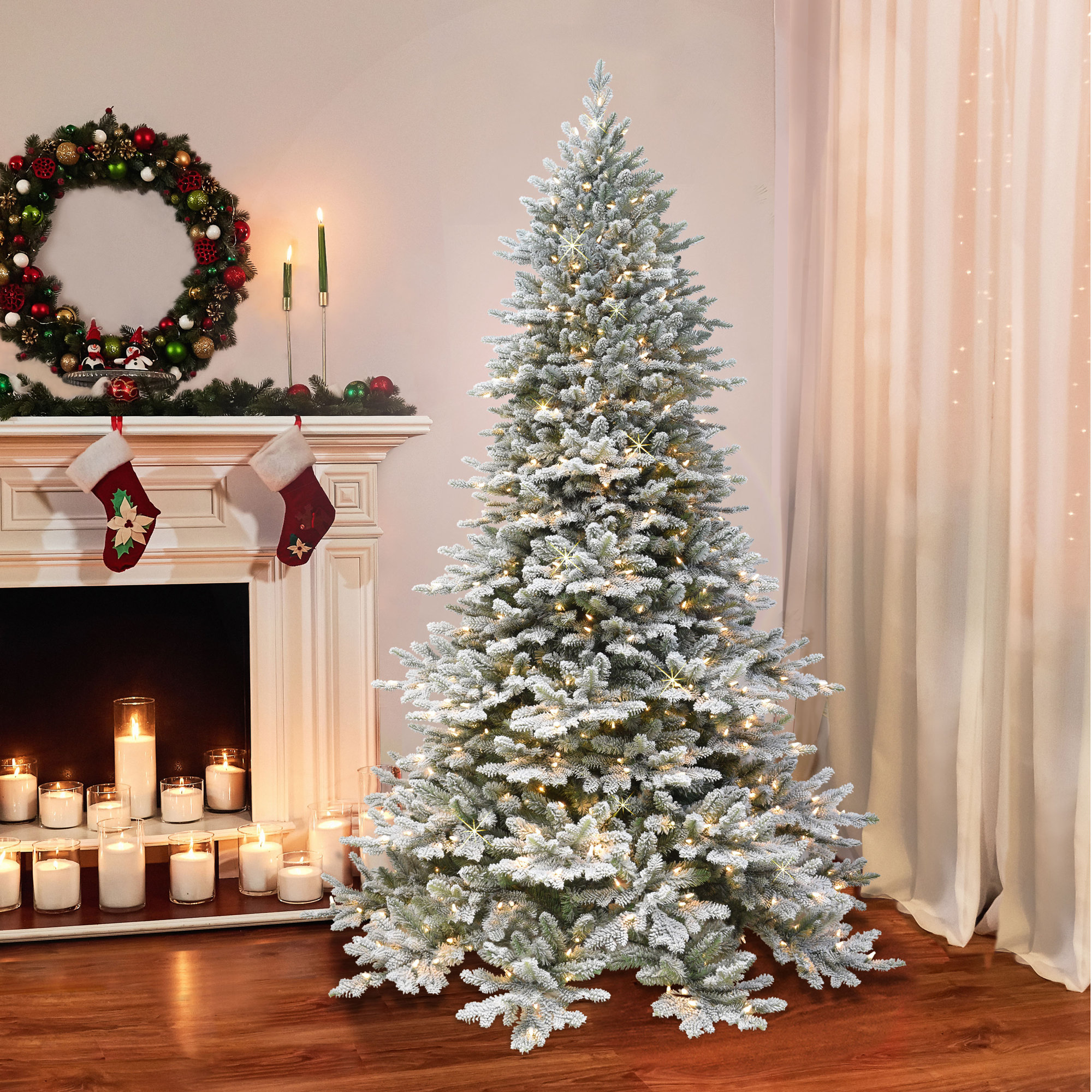 90' Lighted Artificial Fir Christmas Tree