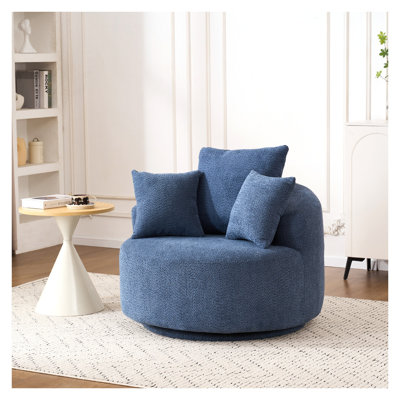 Fauteuil d'appoint pivotant à 360 ° - Fauteuil demi-tonneau rond moderne avec coussins amovibles pour le salon et la chambre à coucher