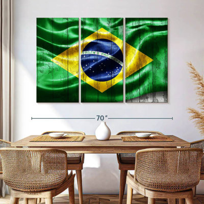 Grunge Wood Brazil Flag