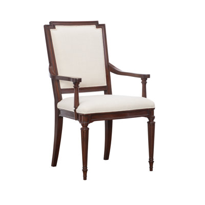 Evan Linen Upholstered Mahogany Armchair