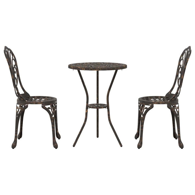 Vidaxl Garden Bistro Set 3 Pcs Aluminium, Bronze