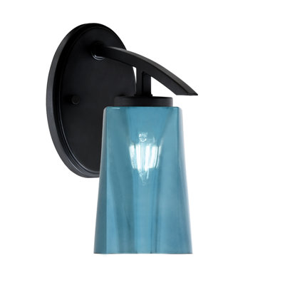 Applique murale encastrée Sunnydale, fini noir mat, verre dégradé bleu, 11,4 cm (L) x 16,5 cm (H).