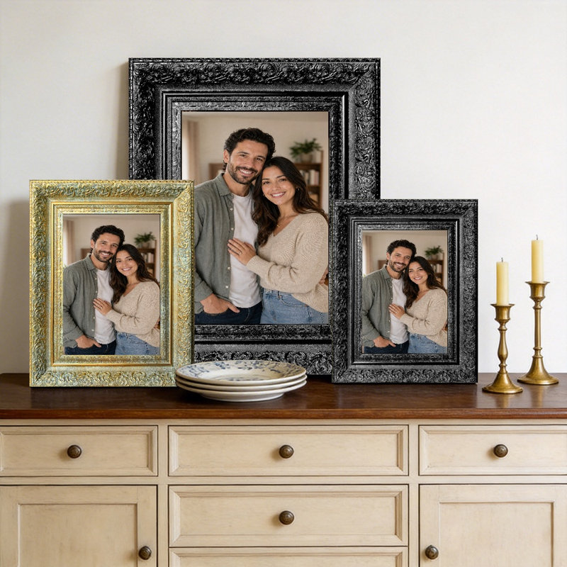Cadre photo à mémoire de forme 3 pièces 5 "x 7" noir pour tablette de bureau