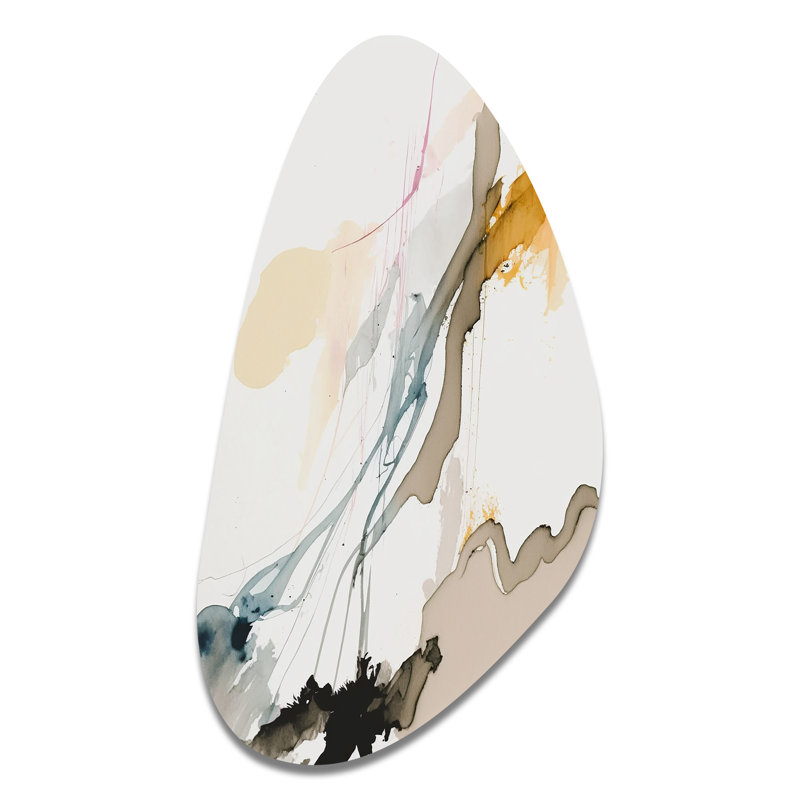 Behnke - Art mural asymétrique abstrait à encre liquide, H 31 po x l 17 po