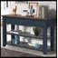 Console en bois de pin massif 48 po - table d'appoint moderne avec 3 tiroirs de rangement et 2 tablettes, assemblage facile (blanc antique + plateau brun)-974312930