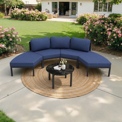 5 - Piece Aluminum Patio Sofa Seating Group With Table