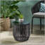 Arias Boho Rattan Side Table with Tempered Glass Top and Durable Metal Frame for Outdoor Use-600314803