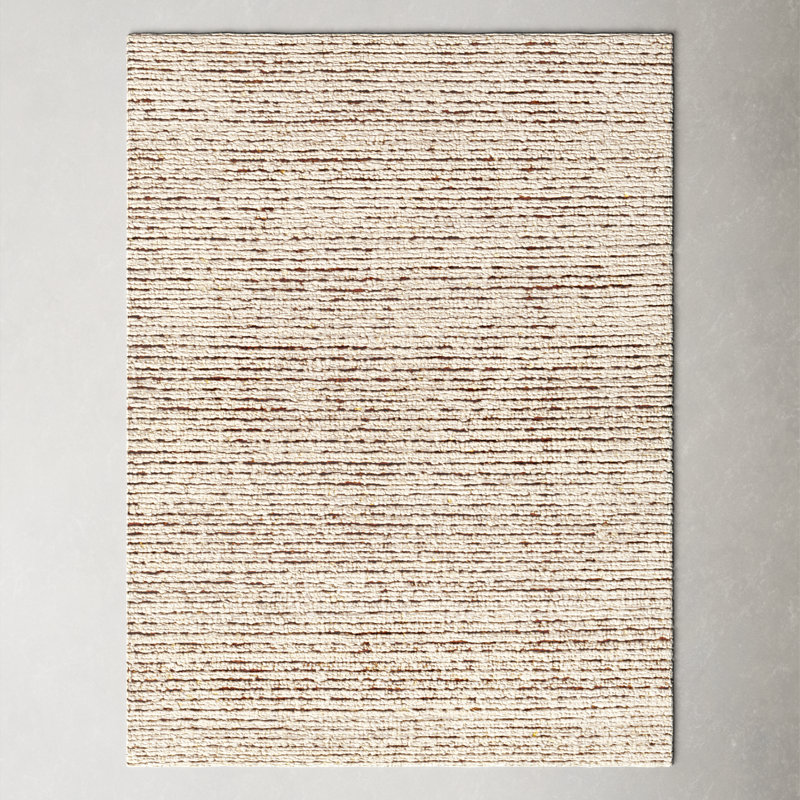 Gillian Striped Handmade Area Rug in Cream/Camel, Rectangle 9' x 12'