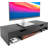 Monitor Stand With 2 Storage Drawers, Premium Bamboo Dual Monitor Stand Riser With Adjustable Length And Angle, Desk Organizer For Computer Laptop,  Black