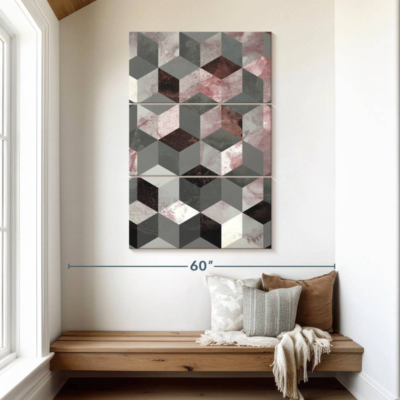 Avery Cubes Rose, 50" H x 32" W