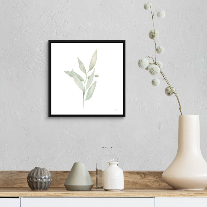 Art mural sur toile Sage II, Toile avec cadre noir, H 14 po x l 14 po