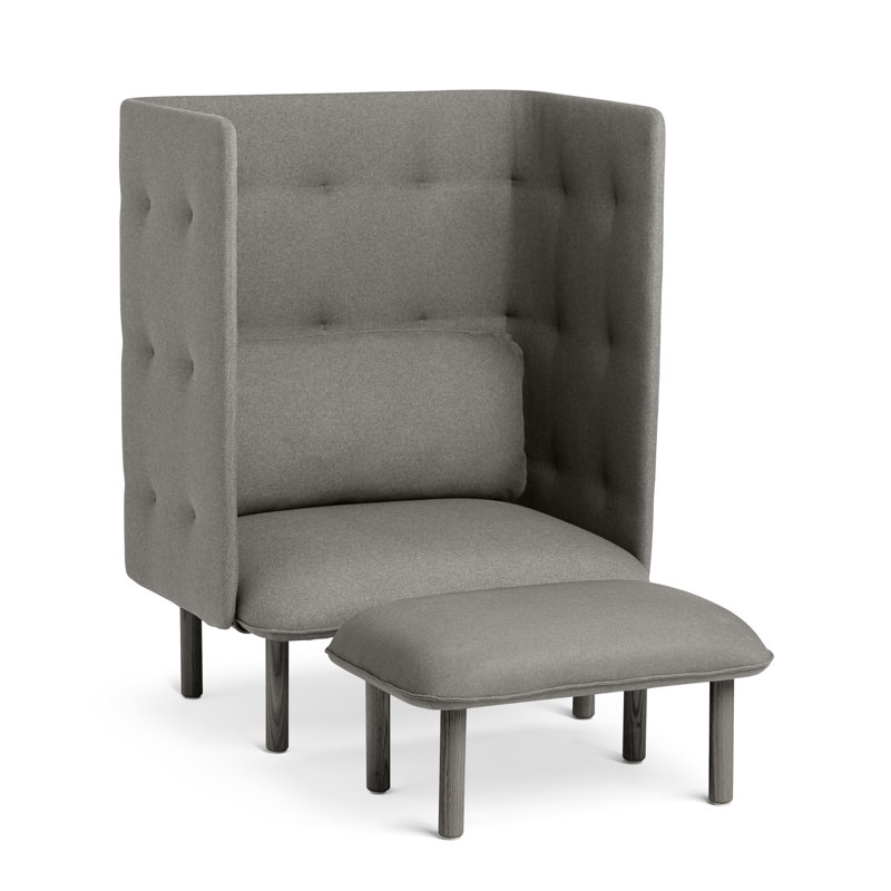 Méridienne QT, Bleu foncé / tissage uni gris / mousseline