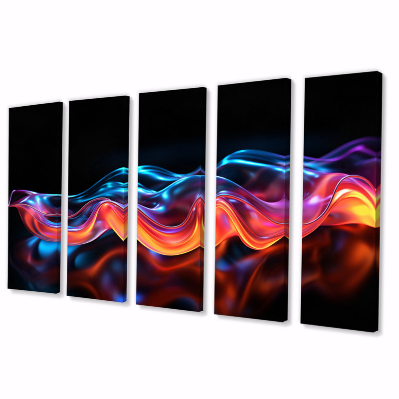 «3D Mystery Wave Futuristic Abstract», reproduction d'art sur toile, 5 panneaux égaux