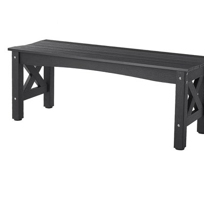 Banc d'extérieur 44,5 po en plastique résistant aux intempéries 600 lb noir