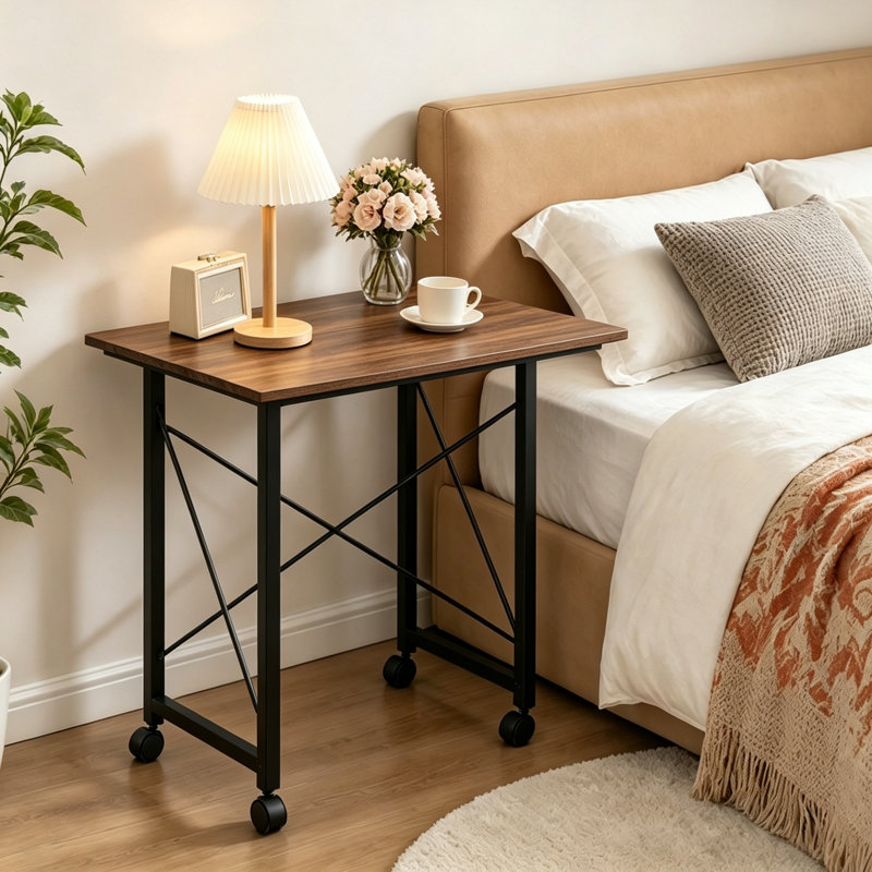 MDF Steel Computer Desk, Rustic Brown