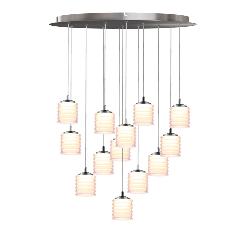 Luminaire suspendu cylindrique à DEL 13 lumières Boley, Nickel