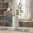White Small Ceramic Vase, Ribbed Design, Home Living Decoration, Farmhouse Style For Coffee Table, Kitchen, Bookshelf-483176619