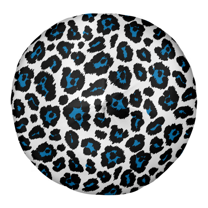 Housse et insert de coussin touffeté rond, H 30 po x l 30 po x P 4 po, Blanc / noir / bleu