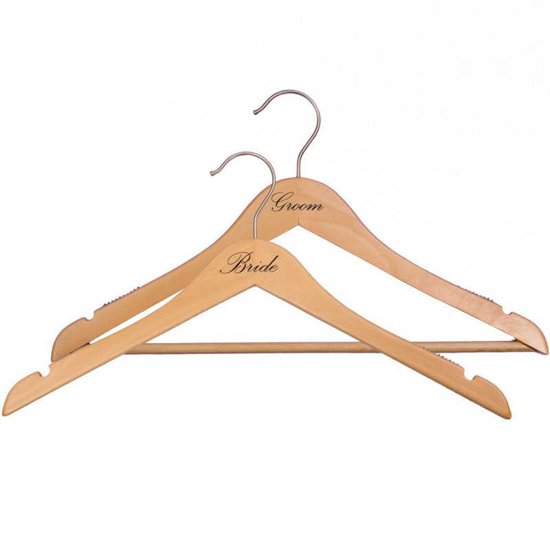 Ensemble de 2 cintres en bois antidérapant pour jupe / pantalons Cosgrove, Beige