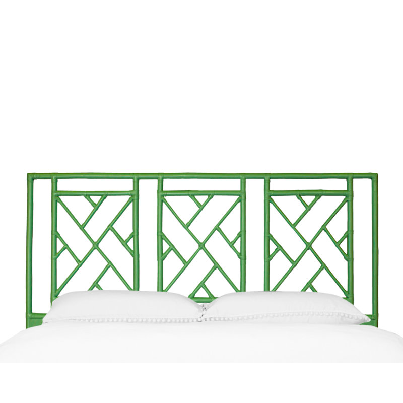 Cowden Geometric Rattan Headboard, King, Bright Green