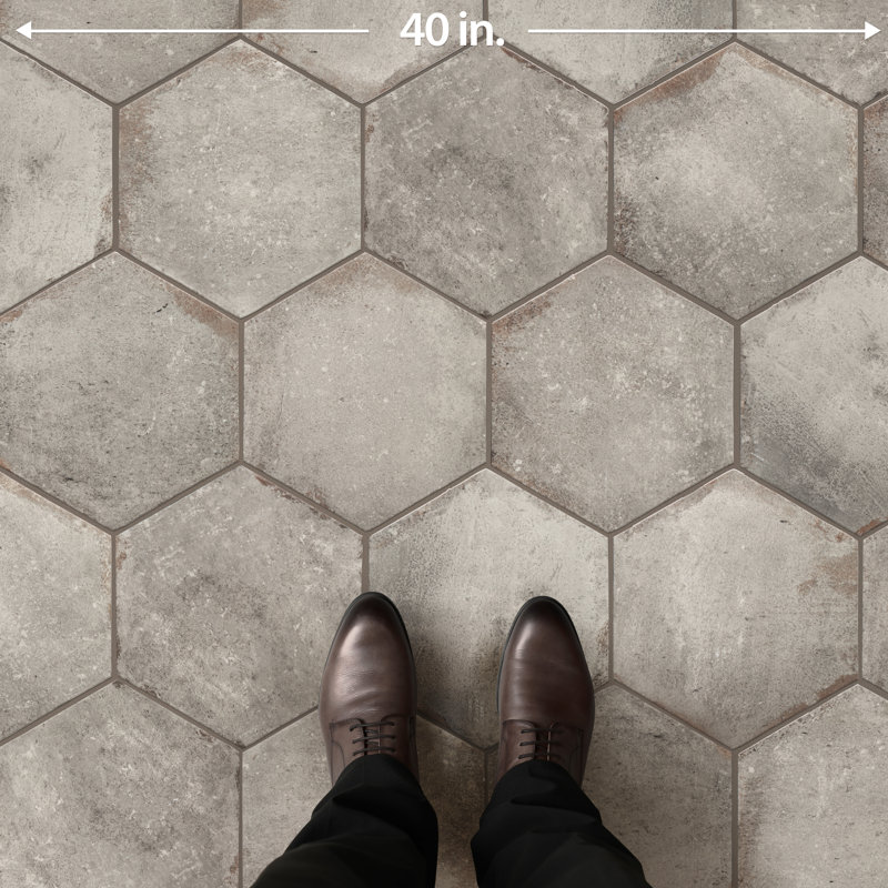 D'Anticatto 11" x 13" Porcelain Stone Look Wall & Floor Tile, Grigio