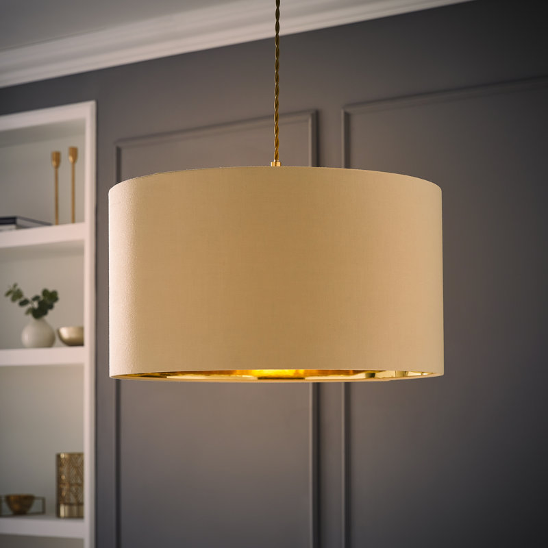 20cm H Cotton Drum Pendant Shade ( Uno ), Beige