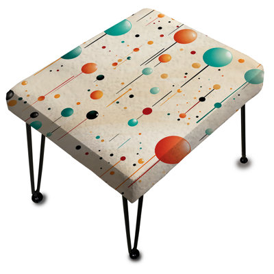 Repose-pieds rectangulaire Mid-Century bleu et orange à pois - Harmony