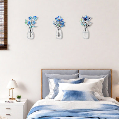 Metal Flowers Wall Arts 3 Pcs