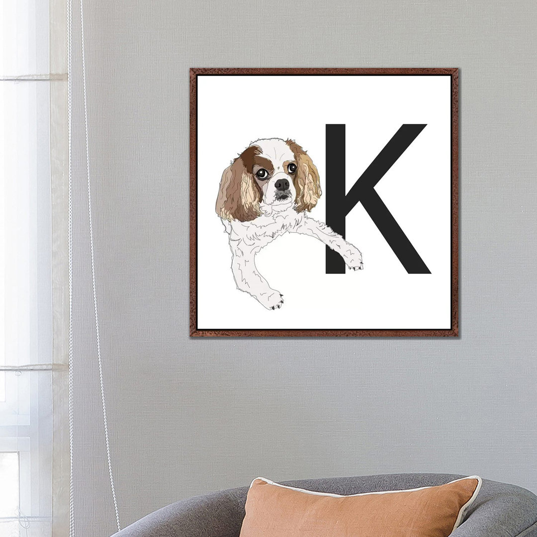 K Is For King Charles Cavalier von Sketch And Paws - Gallery-Wrapped Canvas Giclée on Canvas