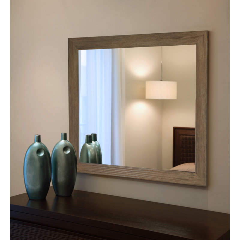 Machuca Engineered Wood Rectangle Wall Mirror, 39.5" H x 45.5" W, Brown