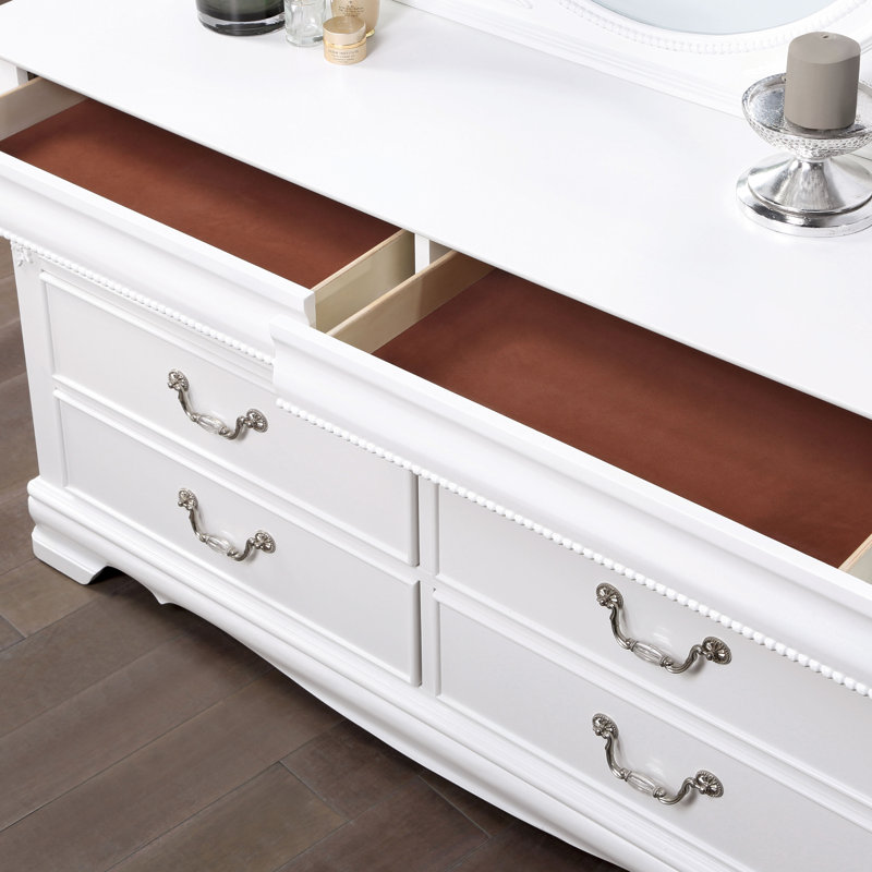 Commode 6 tiroirs Milbern, Blanc