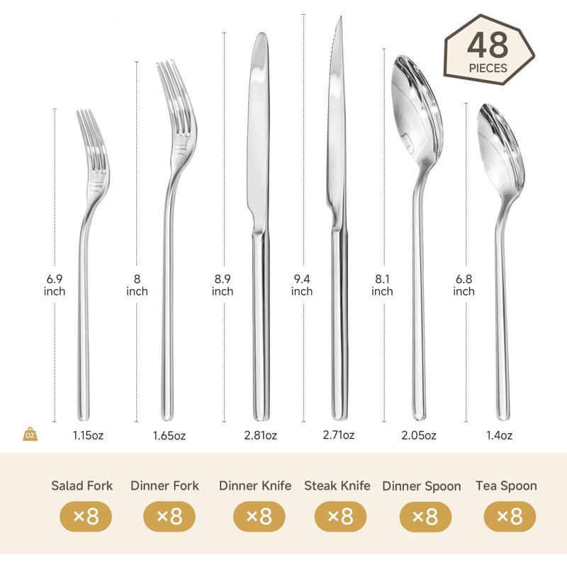 48-Piece Silverware Set With Steak Knives