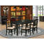 Ensemble de salle à manger 6 pièces comprenant une table rectangulaire avec rallonge papillon, 4 chaises rembourrées en lin et une banquette, 107 x 152 cm, noir-1966029156-1966029158-1966029179