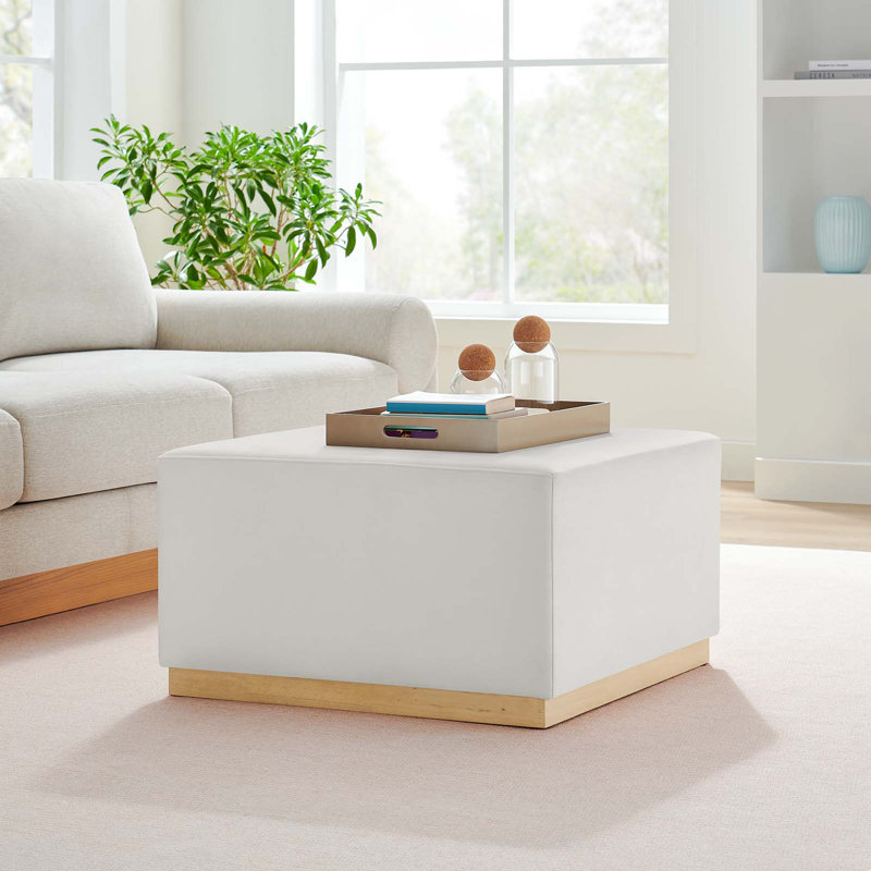 Modway Tilden Upholstered Ottoman, Alabaster Velvet
