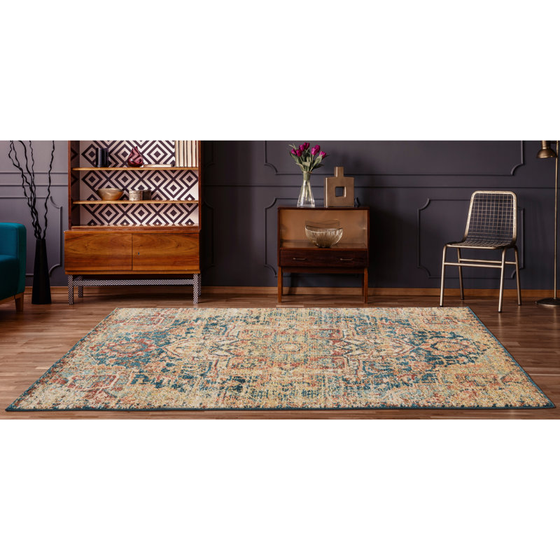Hicklin Synthetic Oriental Indoor Rug, Rectangle 9'10" x 13'2"