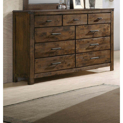 Rustic Industrial Style Seven-Drawer Dresser, Solid Wood Construction for Durable and Stylish Bedroom Storage by Loon Peak