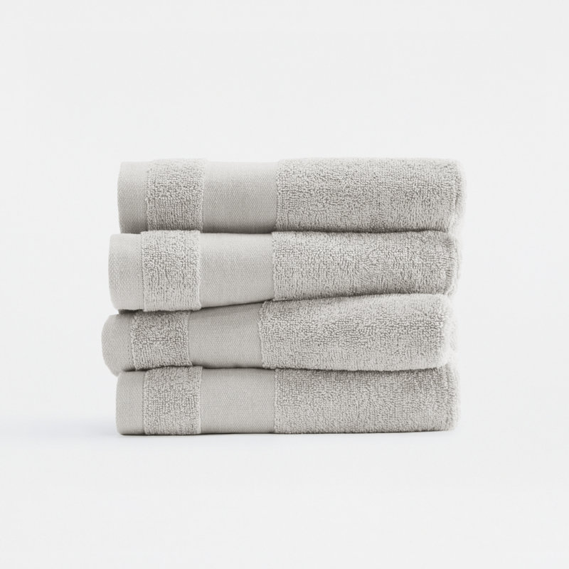 Ensemble de 4 essuie-mains 100% coton, Gris clair