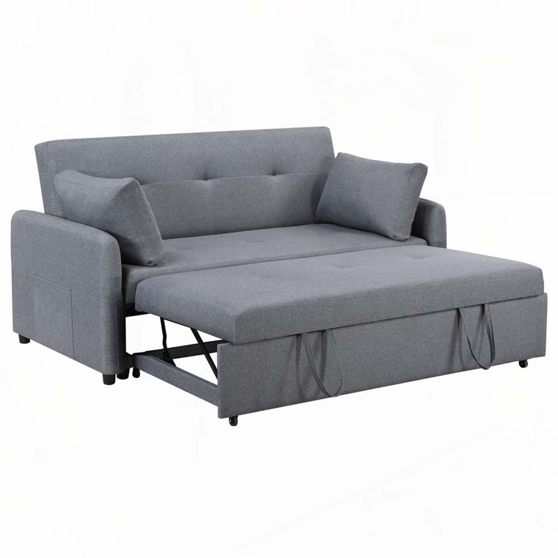 Canapé-lit convertible avec ports USB, prises de courant, poches, Gris