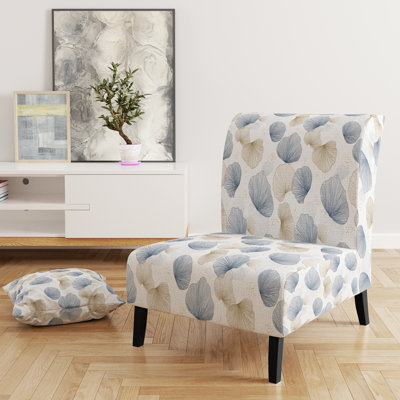 Abstract Upholstered Chair - Coastal shellfish Blue Slipper Chair