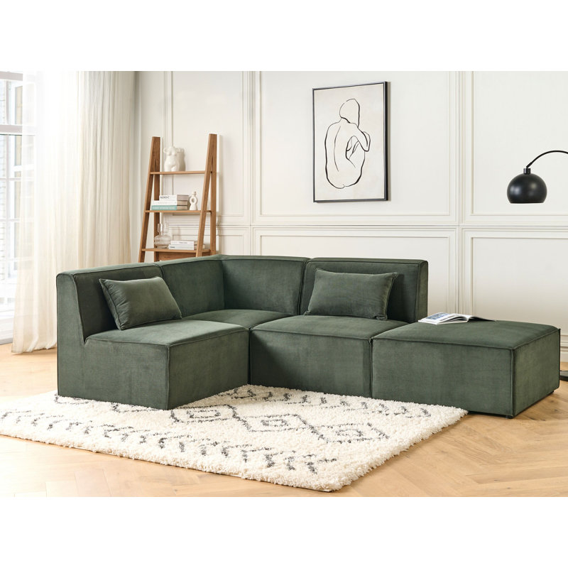 Caporal 3 Seater Corduroy Sofa, Green
