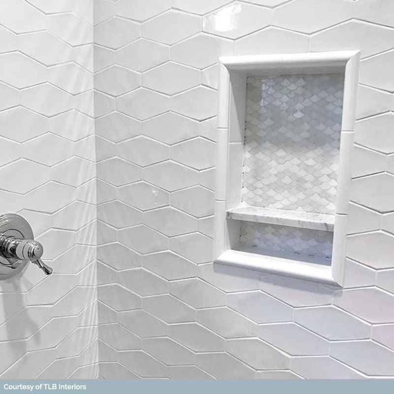 Manchester 4x8 Hexagon Glossy Ceramic Tile, Bianco White
