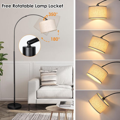 Lampe sur pied avec télécommande, ampoule à DEL à intensité variable, abat-jour tambour rotatif et interrupteur au pied pour le salon, la chambre à coucher ou le bureau