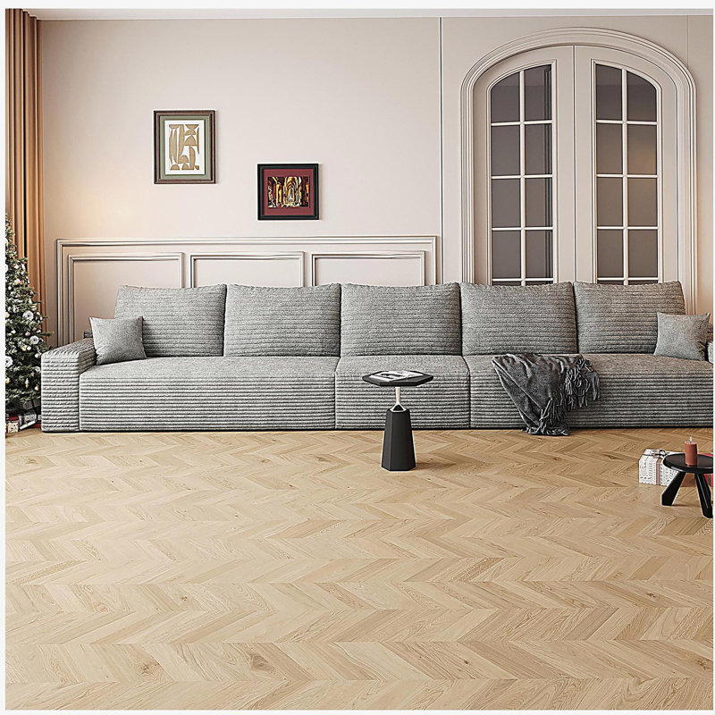 Canapé de 168 po de style nuage, canapé modulaire moderne, canapé à assise profonde, convenant au salon ou à la chambre à coucher, aucun assemblage requis, gris (velours synthétique doux)
