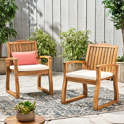 Chaises de salle à manger d'extérieur - Bois, coussins, fauteuils en bois résistant à la décoloration, l 24,75 po x P 26,75 po