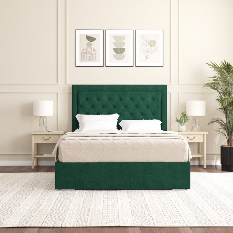Merissa Upholstered Bed Frame, Single (3'), Emerald